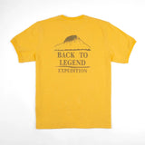 T-shirt expédition jaune ocre pour homme à col rond BACK to LEGEND (vêtement à plat de dos)