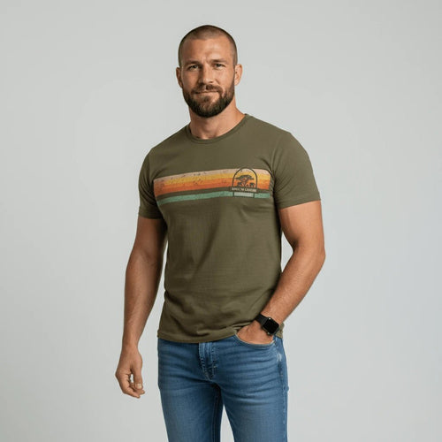 T-shirt expédition kaki col rond pour homme BACK to LEGEND