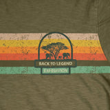 T-shirt expédition kaki col rond pour homme BACK to LEGEND (zoom print poitrine)
