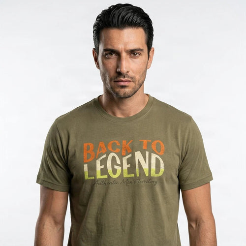 T-shirt kaki à col rond pour homme BACK TO LEGEND