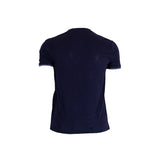 T-shirt homme bleu marine col V en coton slub (vue de dos)