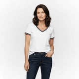 T-shirt femme blanc col en V Blacks Legend