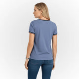 T-shirt femme bleu col en V Blacks Legend (vue de dos)