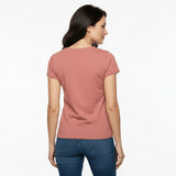 T-shirt femme rose col V Blacks Legend (vue de dos)