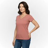 T-shirt femme rose col V Blacks Legend