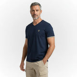 T-shirt bleu marine col V pour homme BACK to LEGEND