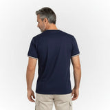 T-shirt bleu marine col V pour homme BACK to LEGEND (vue de dos)