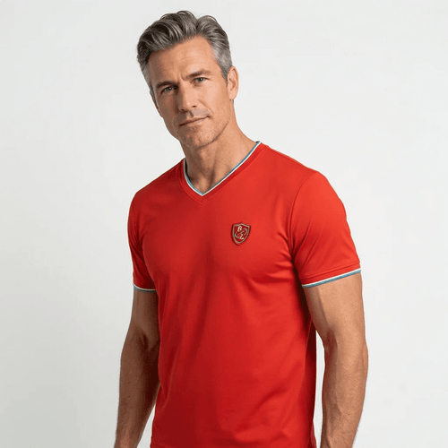 T-shirt orange col V pour homme BACK to LEGEND