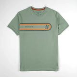T-shirt homme vert écume col V BACK TO LEGEND (vêtement à plat de face)