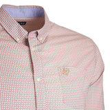 Chemise beige imprimé géométrique à manches longues (Zoom poitrine)