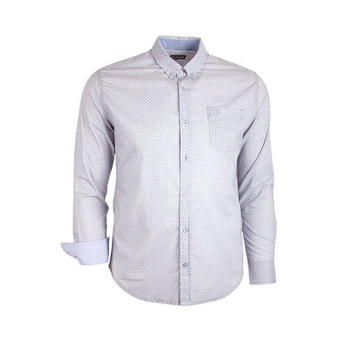 Chemise bleue imprimé géométrique à manches longues