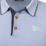 Pull homme bleu col polo - Blacks Legend (zoom poitrine et col)