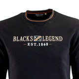 Sweat noir brodé à col rond Blacks Legend (Zoom poitrine)