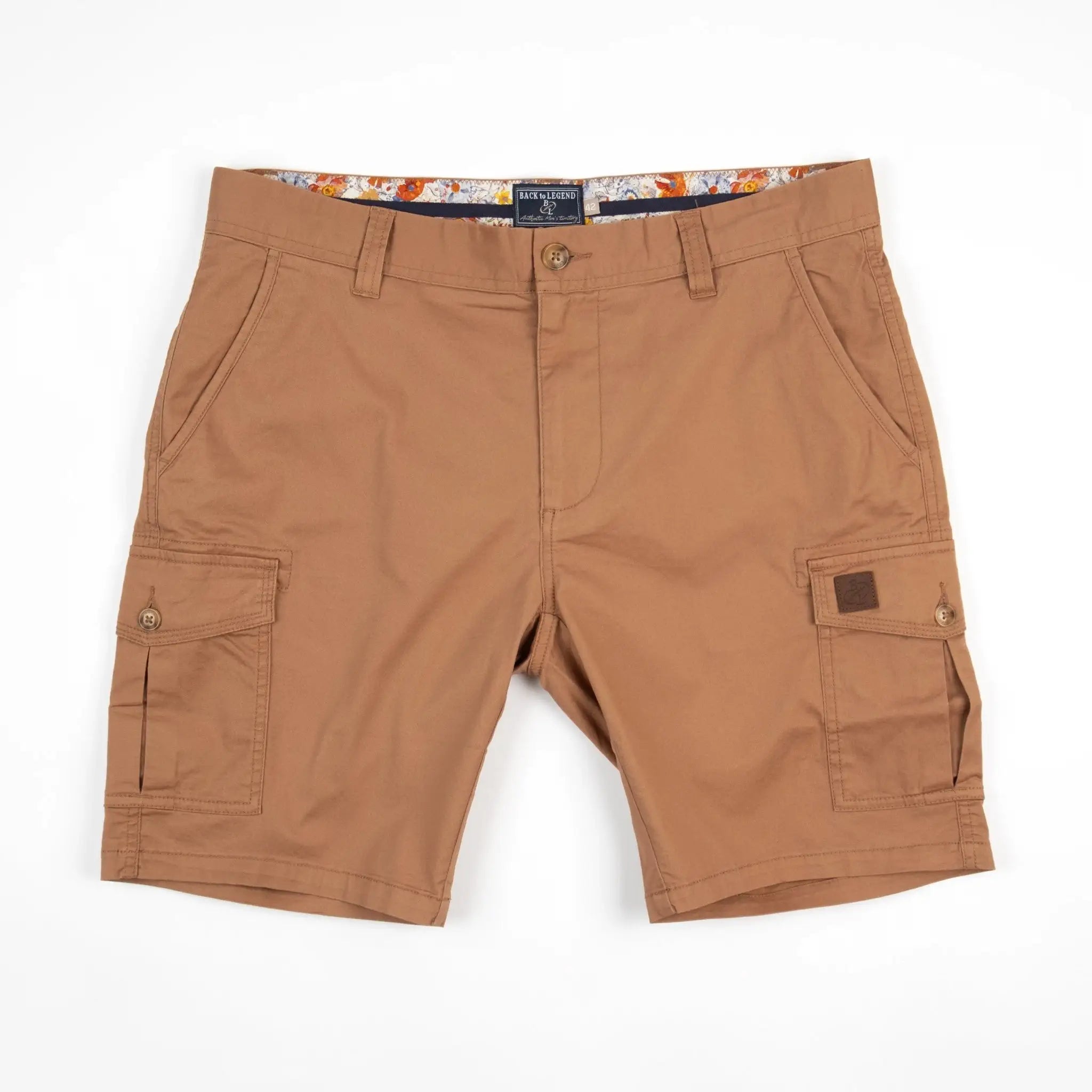 Bermuda coupe cargo marron pour homme BACK TO LEGEND (vêtement à plat de face)