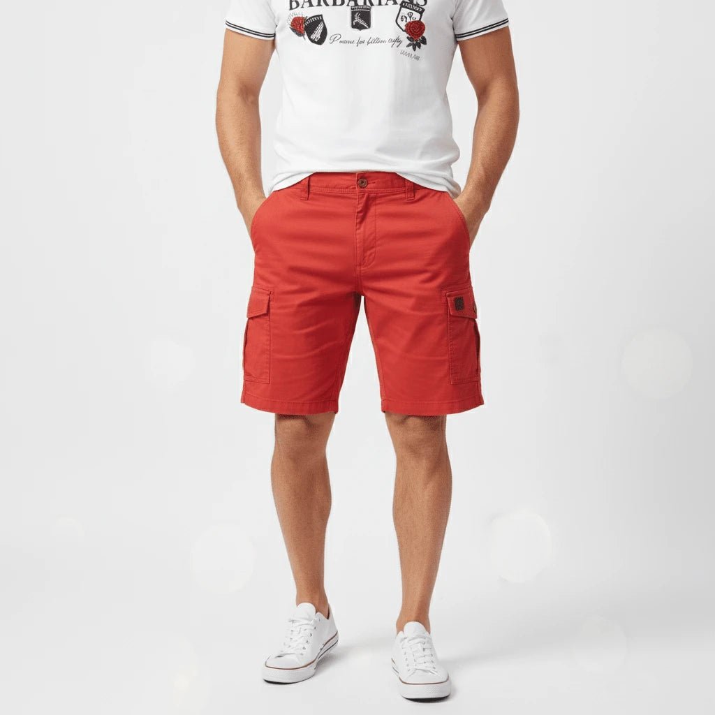 Bermuda coupe cargo rouge pour homme BACK TO LEGEND