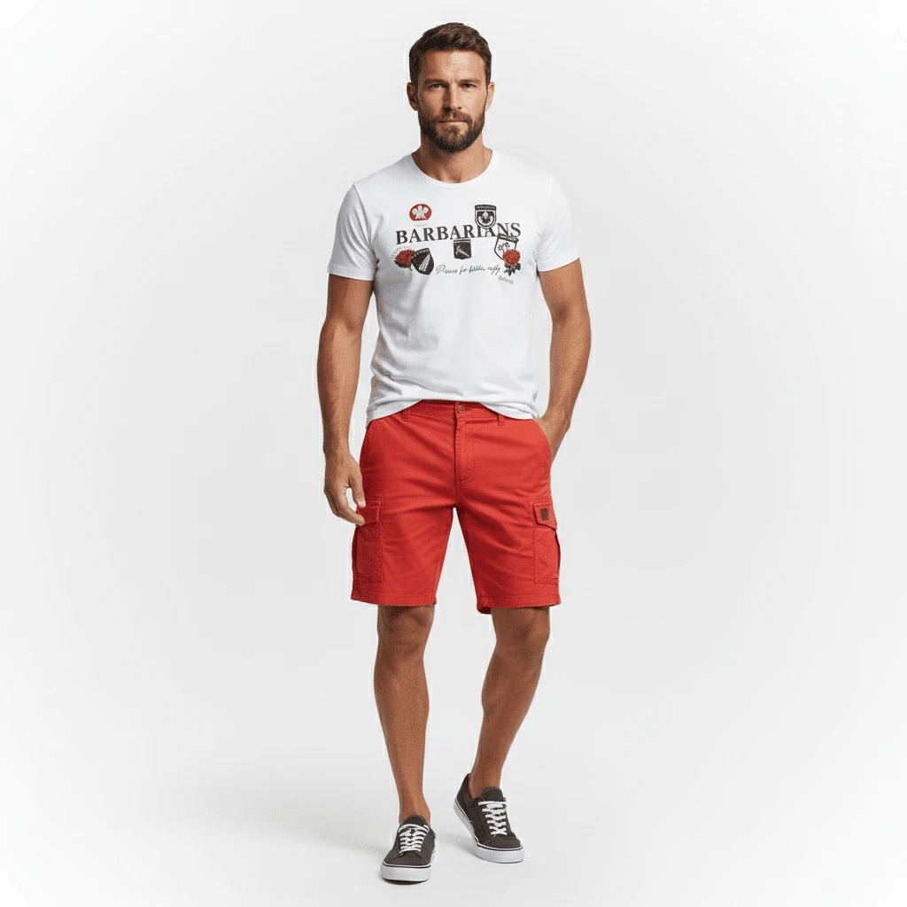 Bermuda coupe cargo rouge pour homme BACK TO LEGEND