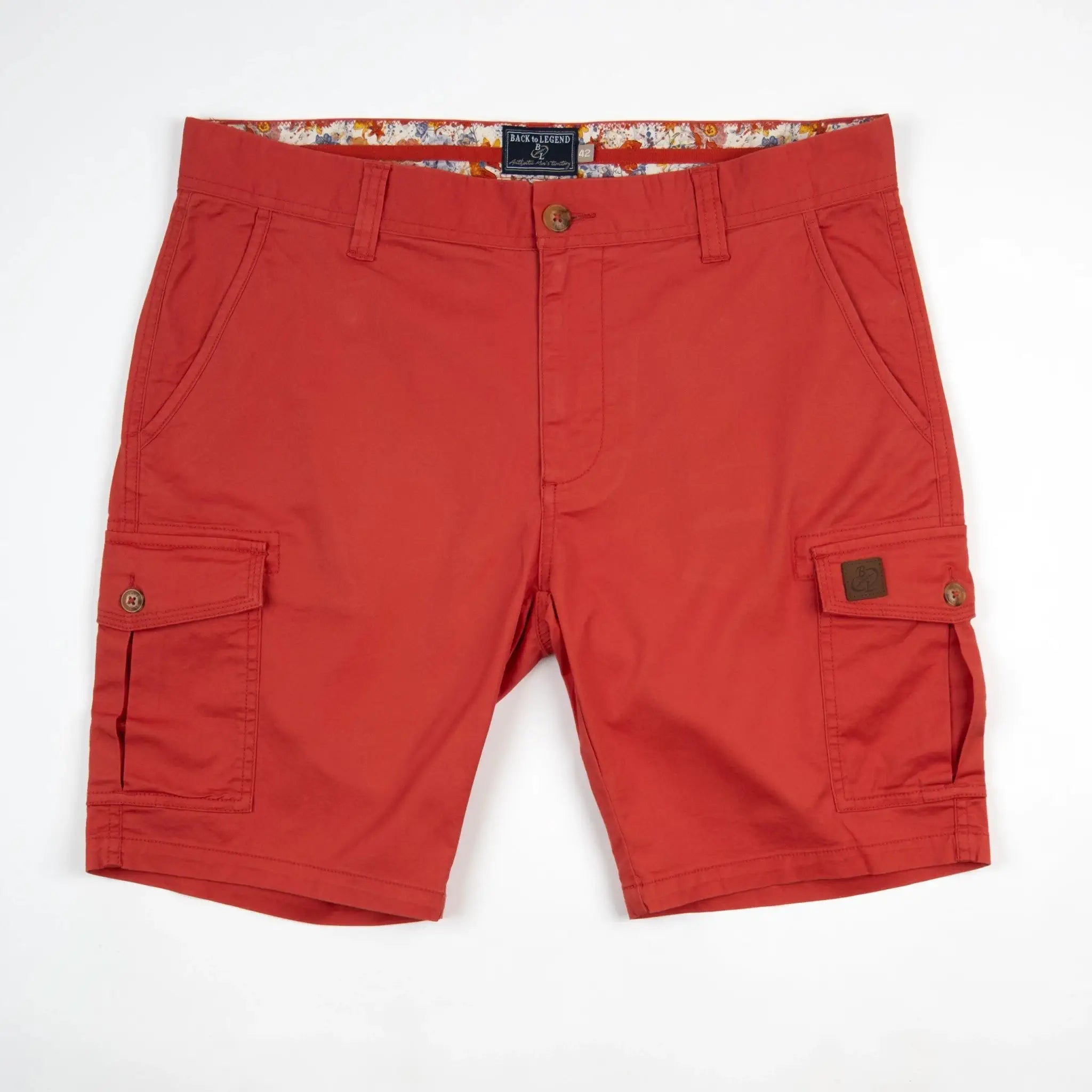 Bermuda coupe cargo rouge pour homme BACK TO LEGEND (vêtement à plat de face)