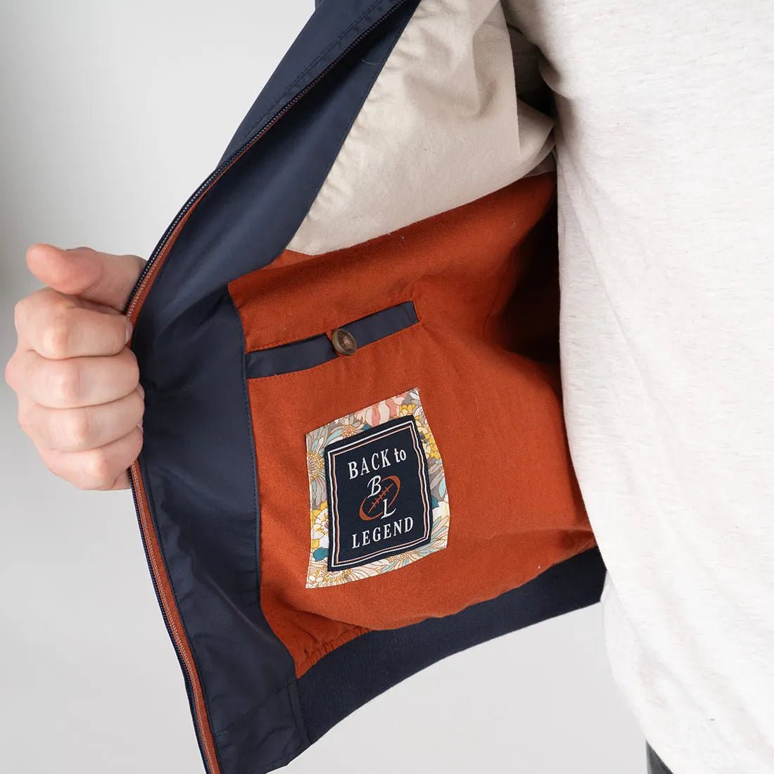Blouson homme déperlant bleu marine (doublure et poche intérieure)