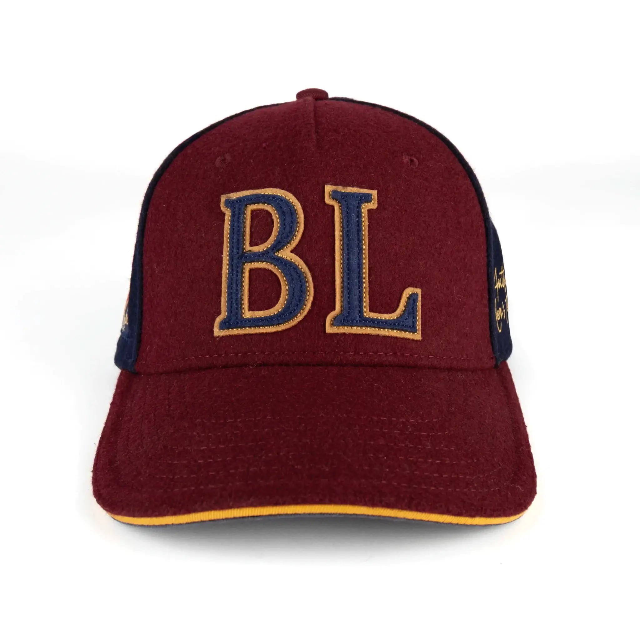 Casquette bicolore bordeaux et bleu marine en feutrine BACK TO LEGEND (vue de la face avant)