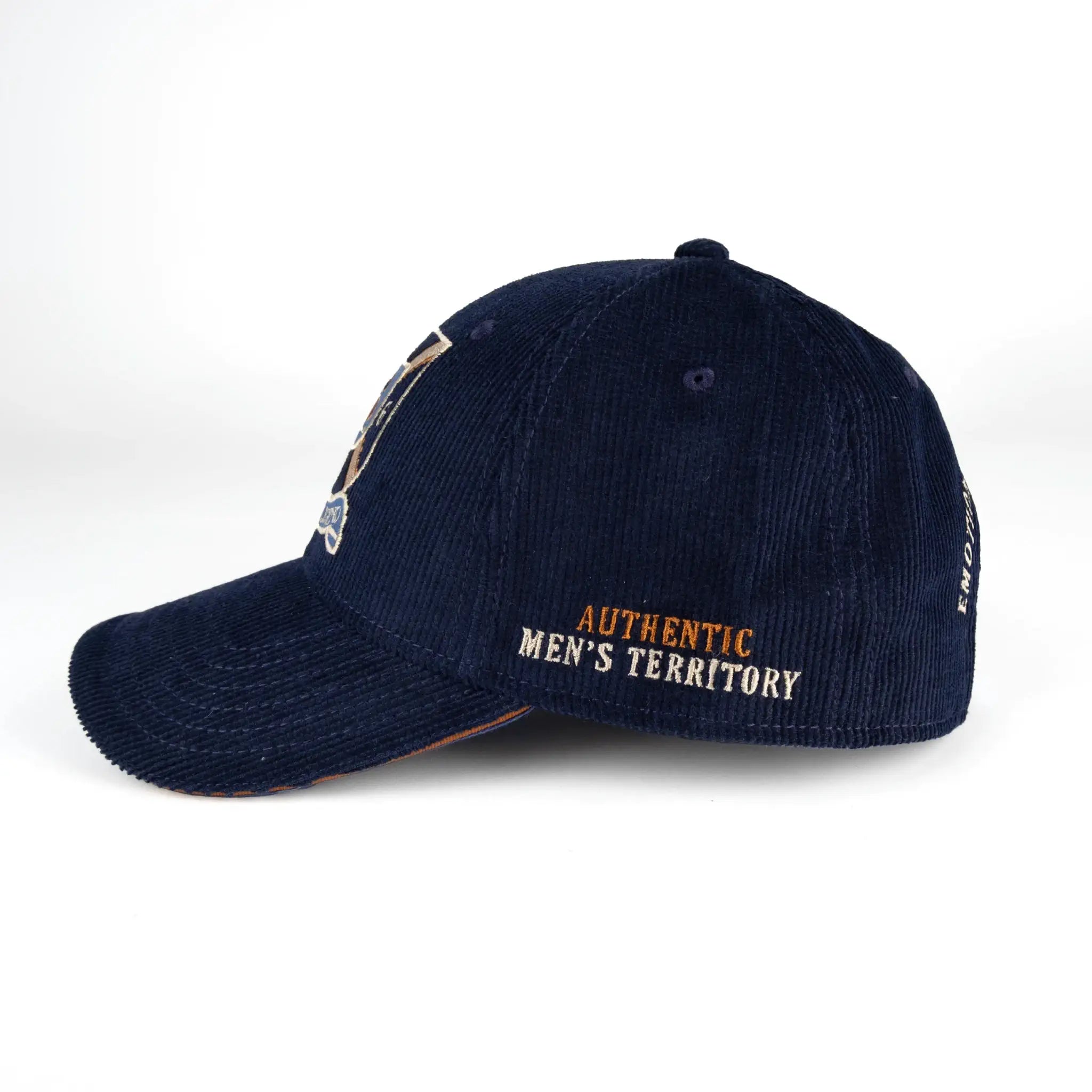 Casquette bleu marine en velours BACK TO LEGEND (vue de profil gauche)
