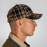 Casquette en feutrine à carreaux marine BACK to LEGEND (vue de profil droit)