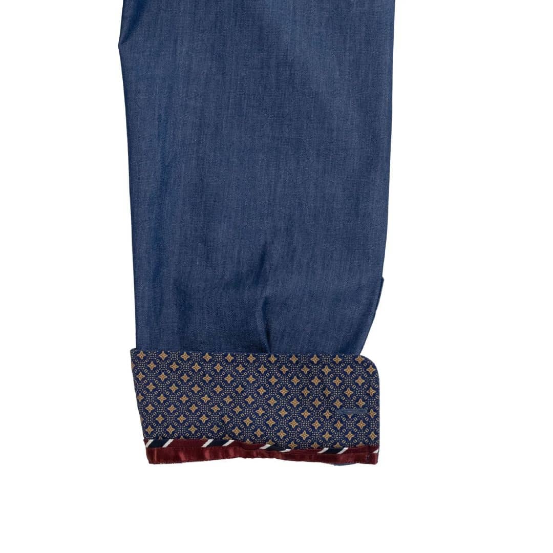 Chemise à manches longues Back to Legend en chambray foncé (zoom poignet et revers de manche)