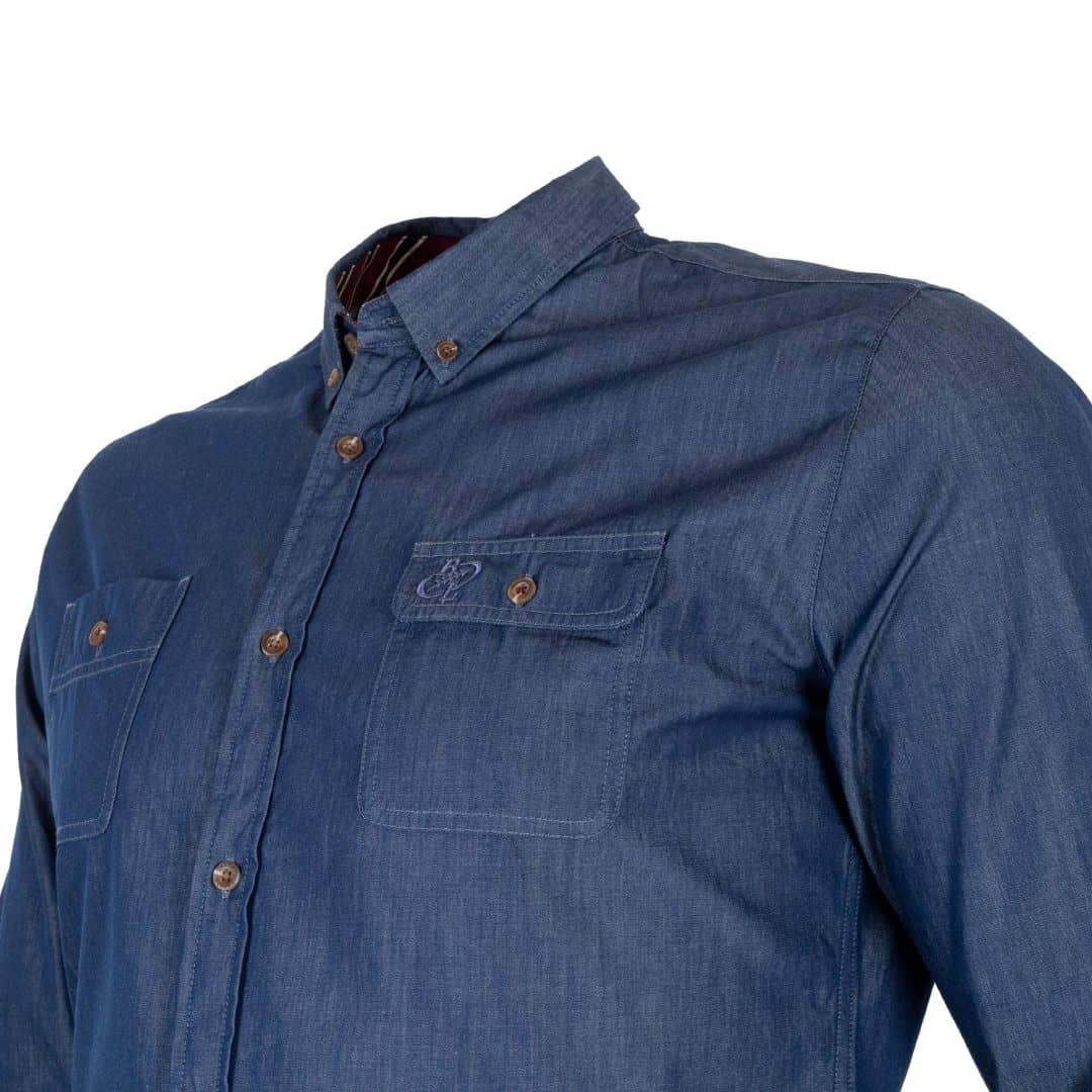 Chemise à manches longues Back to Legend en chambray foncé (zoom poitrine)