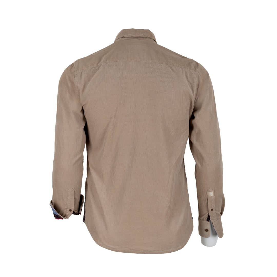 Chemise beige à manches longues en velours côtelé (vue de dos)