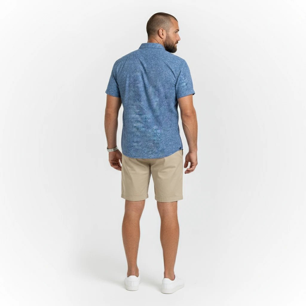Chemise bleue à motif floral pour homme BACK to LEGEND (vue de dos)