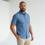 Chemise bleue à motif floral pour homme BACK to LEGEND