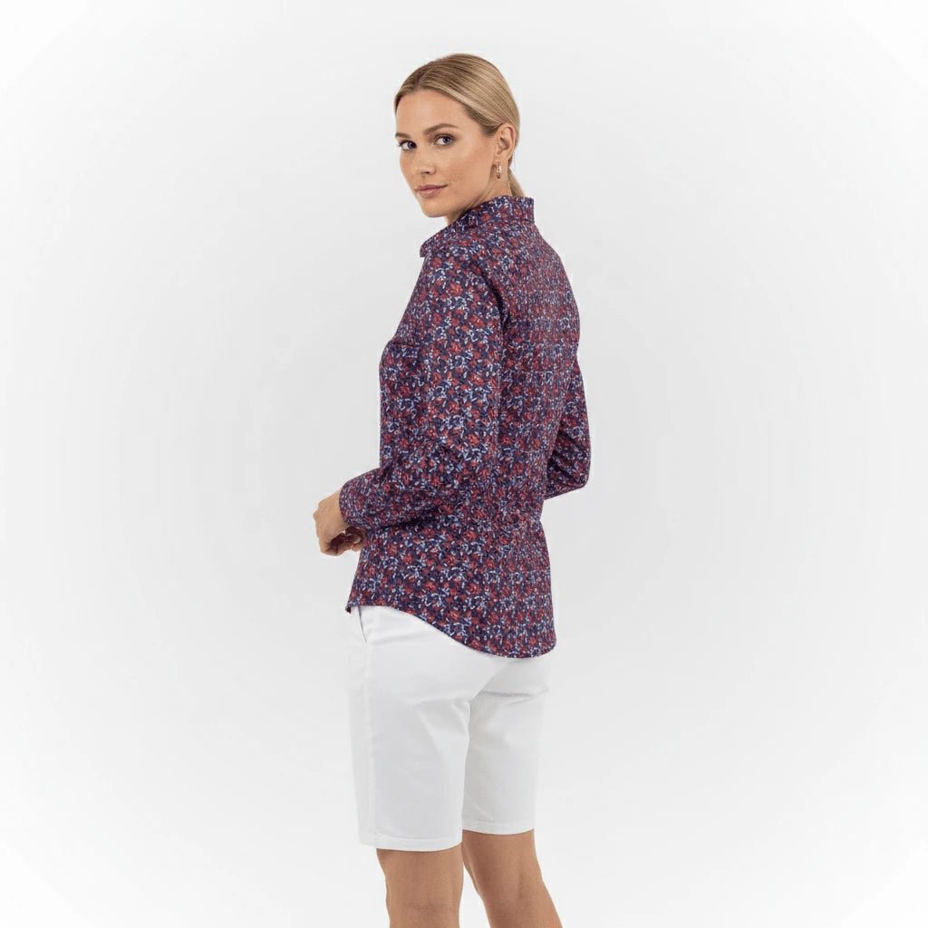 Chemise femme bleue à fleurs et manches longues Blacks Legend