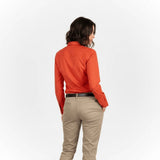 Chemise femme orange à manches longues en lin et coton Blacks Legend