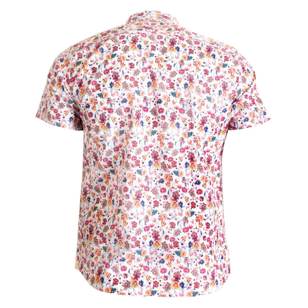 Chemise blanche imprimé fleuri multicolore (vue de dos)