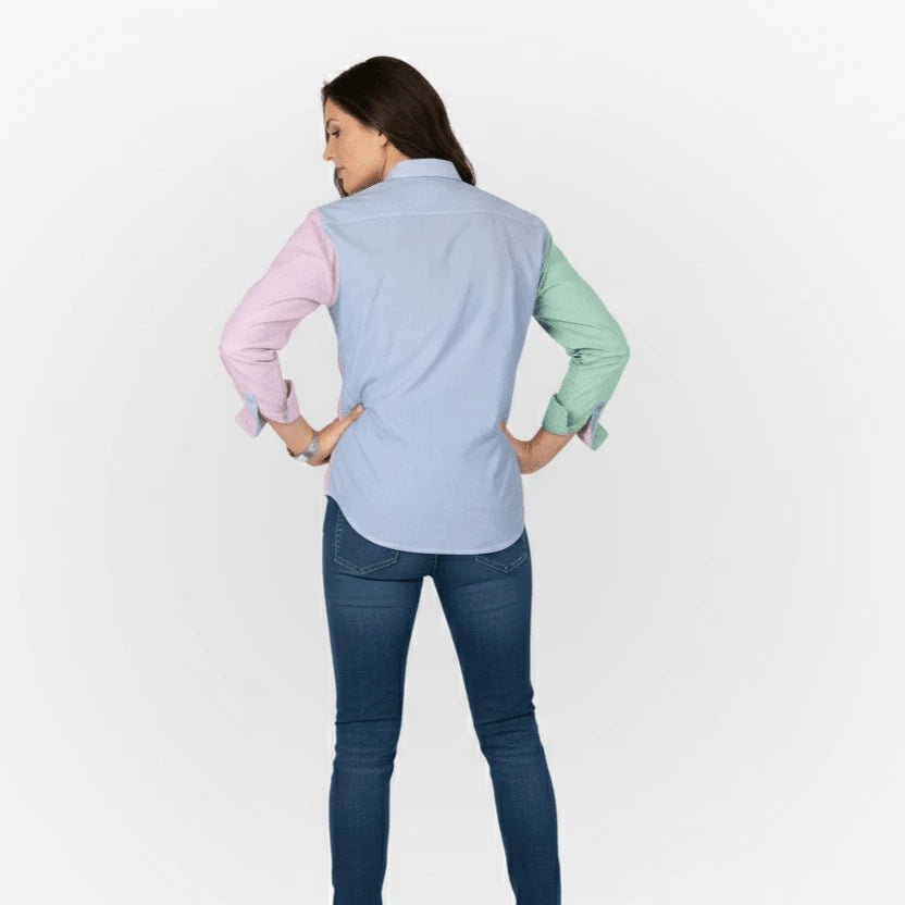Chemise femme à manches longues rayée multicolore BACK TO LEGEND (vue des dos)