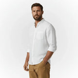 Chemise Homme à manches longues blanche en lin BACK to LEGEND