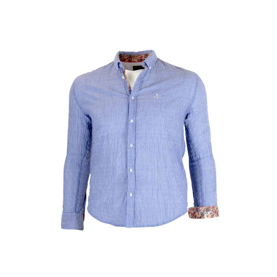 Chemise bleu ciel rayée à manches longues - Blacks Legend
