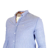 Chemise bleu ciel rayée à manches longues Blacks Legend (zoom poitrine et col)