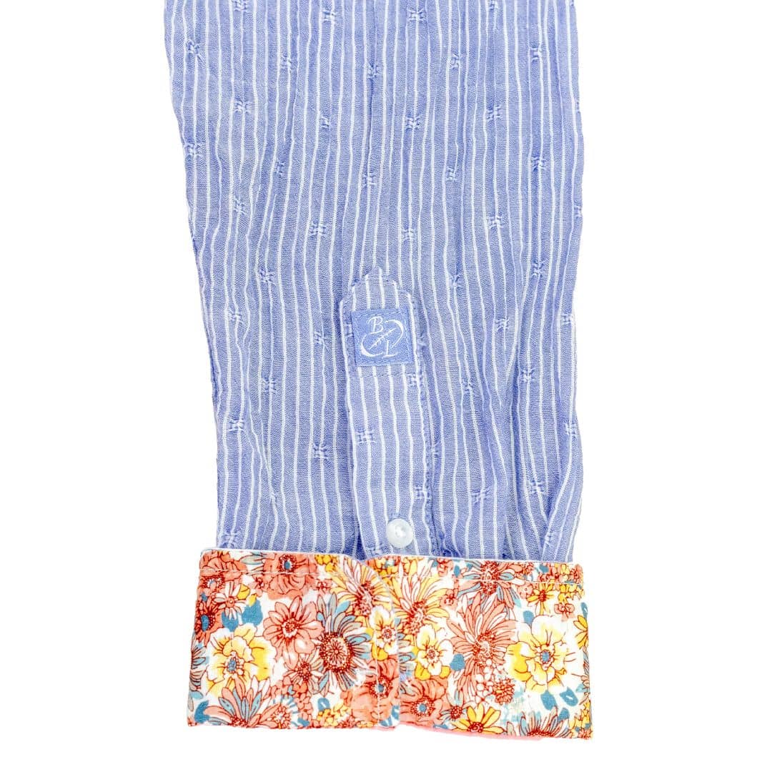 Chemise bleu ciel rayée à manches longues Blacks Legend (zoom revers de manche)