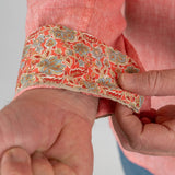 Chemise à manches longues homme corail clair en lin BACK TO LEGEND (revers de manche)