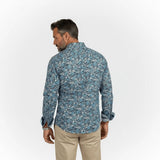 Chemise légère turquoise fleurie à manches longues Blacks Legend (vue de dos)