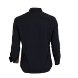 Chemise noire manches longues à pois en popline (vue de dos)