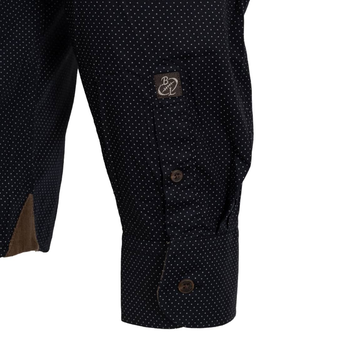 Chemise noire manches longues à pois en popline (zoom arrière de manche)