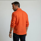 Chemise manches longues homme en lin rouge BACK to LEGEND (vue de dos)