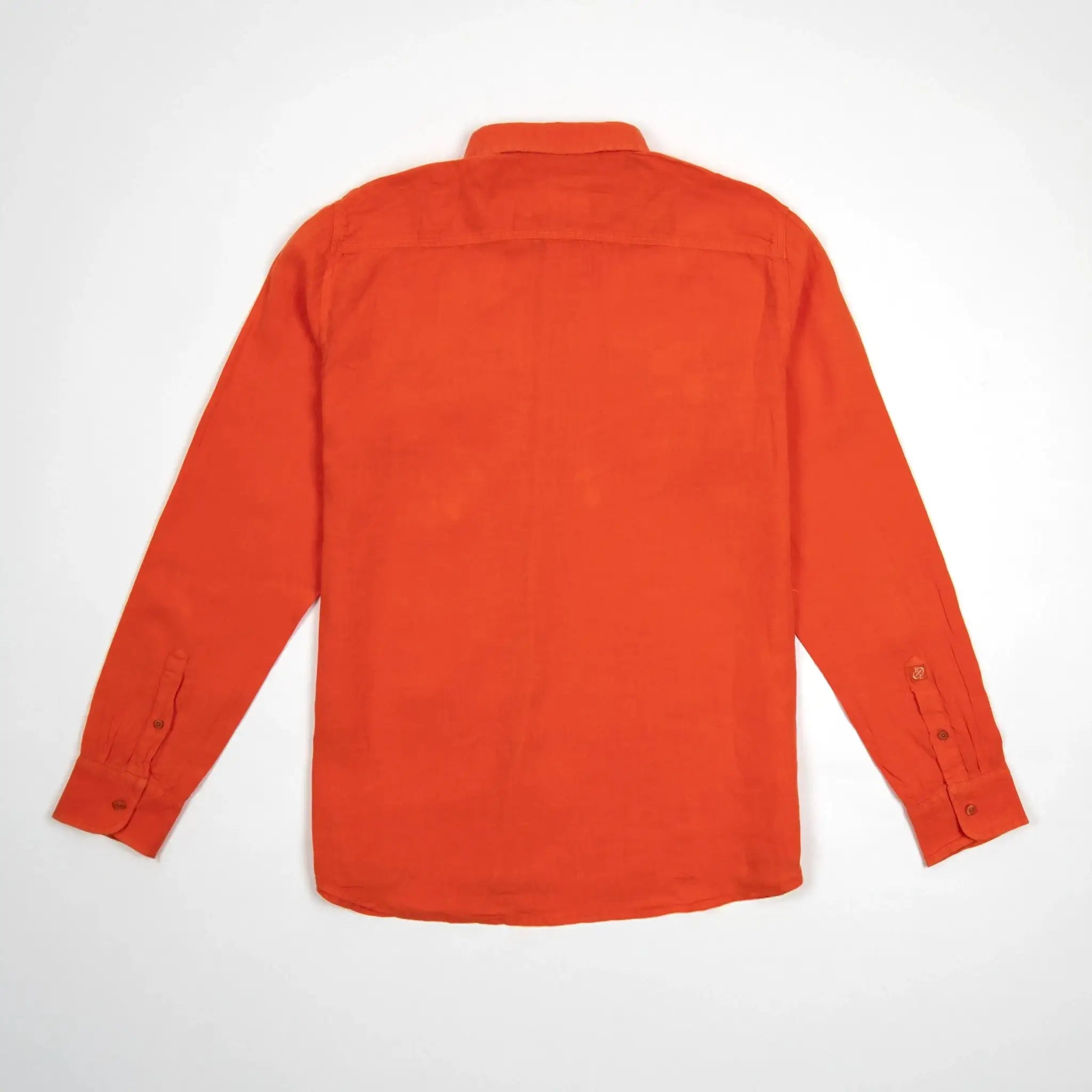 Chemise manches longues homme en lin rouge BACK to LEGEND (vêtement à plat de dos)