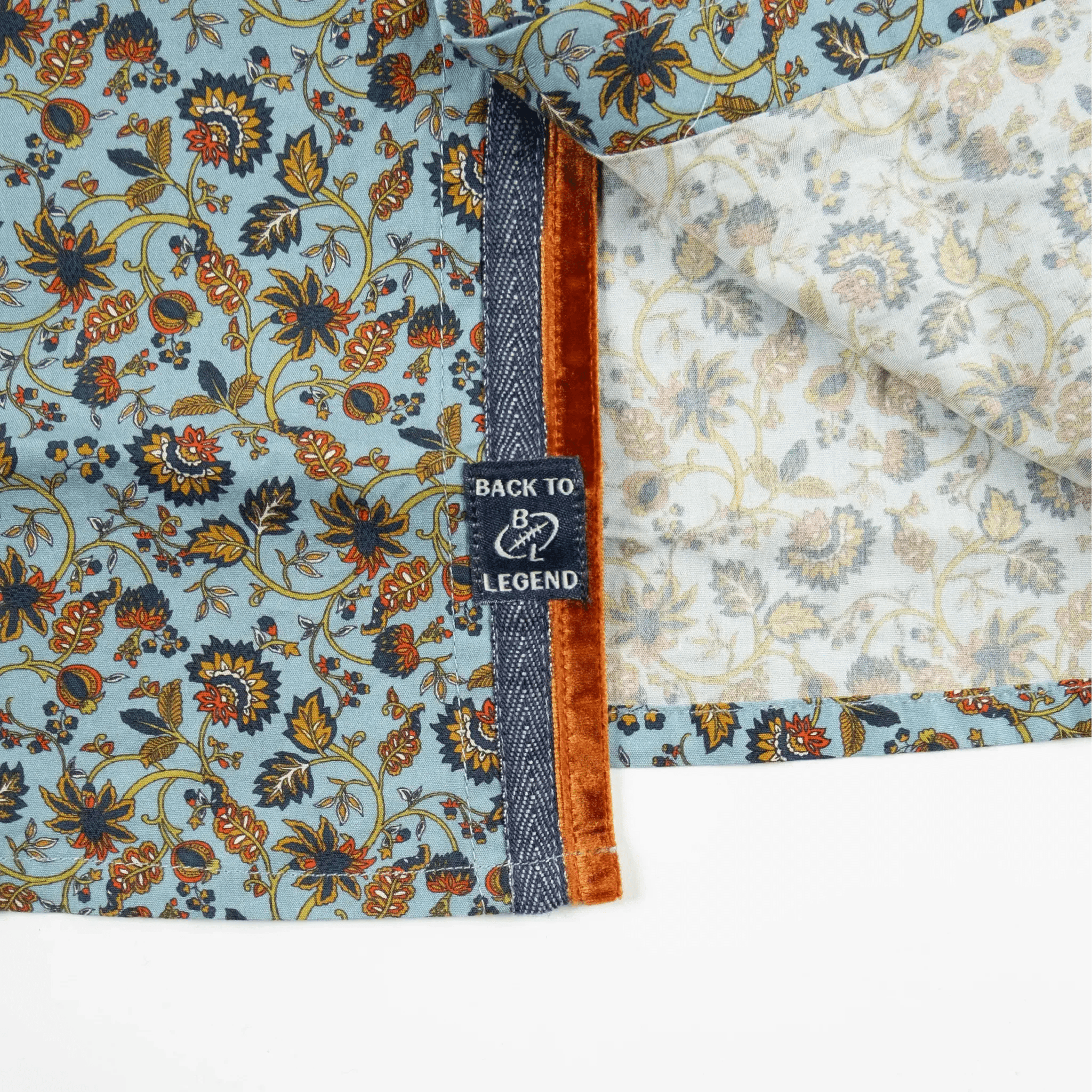 Chemise homme manches longues bleu ciel à imprimé floral BACK TO LEGEND (zoom bas de vêtement)