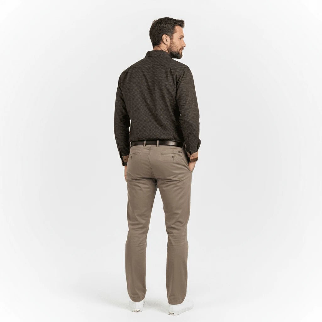 Chemise noire à manches longues en popline imprimé géométrique BACK to LEGEND (vue de dos)