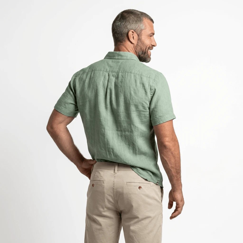 Chemise homme vert amande 100% lin BACK to LEGEND