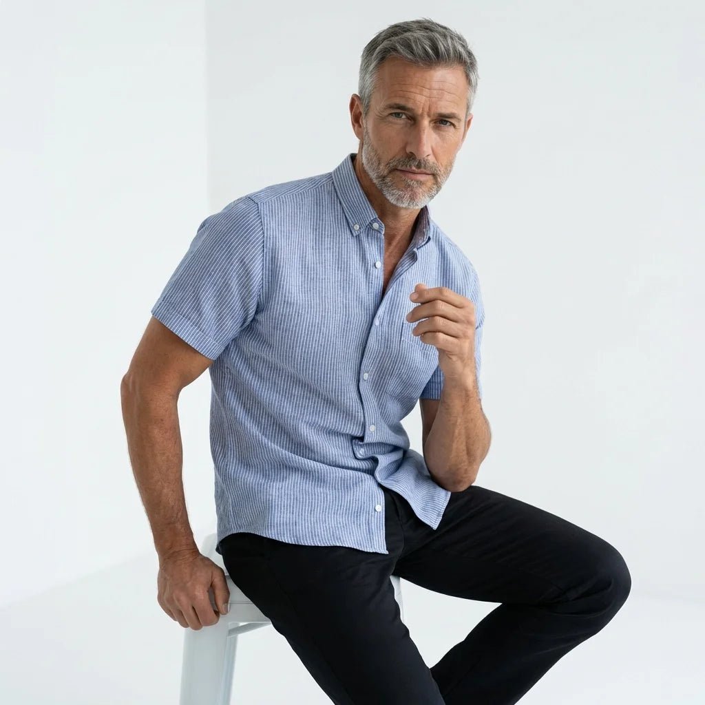 Chemisette bleue à rayures pour homme BACK to LEGEND