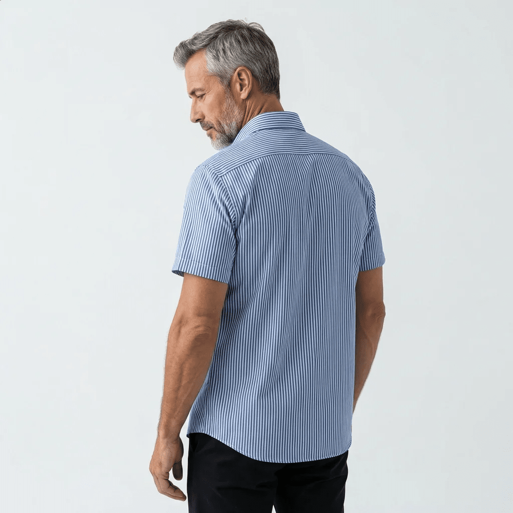 Chemisette bleue à rayures pour homme BACK to LEGEND (vue de dos)
