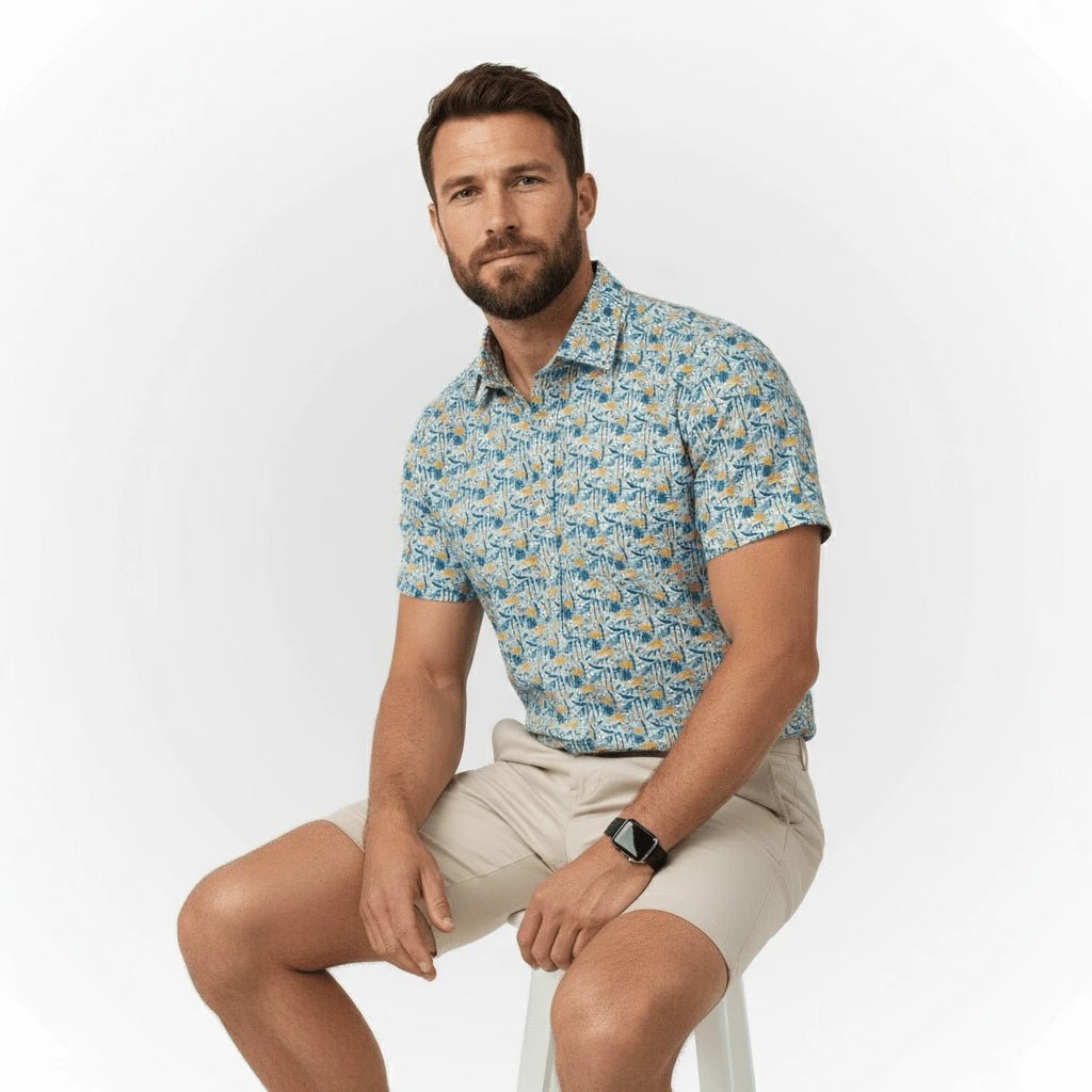 Chemisette mosaïque bleue pour Hommes BACK to LEGEND